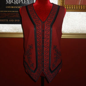 Chic Red/Black Embroidered Vest w/Satin Small!